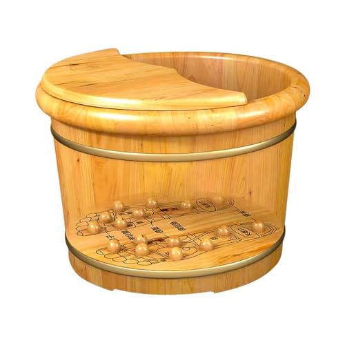 Spa de pies de madera con tapa y masajedor miniatura 1