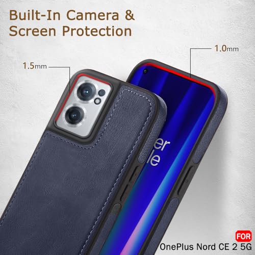 Image of TheGiftKart Genuine Leather Finish Back Cover Case for OnePlus Nord CE 2 5G|Shockproof Design|Raised Edges for Camera & Screen Protection|Stunning Minimalist Cover for OnePlus Nord CE 2, Black