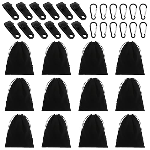 KUHAWL 12 Outdoor Vorhang Gewichte Gewichte für Tischdecke Mit 12 Karabiner 12 Clips Tischdeckenbeschwerer Set Gewichtstasche für Pavillon Vorhänge im Freien Gewichtstasche für Garten Pavillon