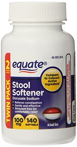 Equate Colace TwinPack 280 - Two bottles 100mg, 140 Capsules Compare to Colace by Equate