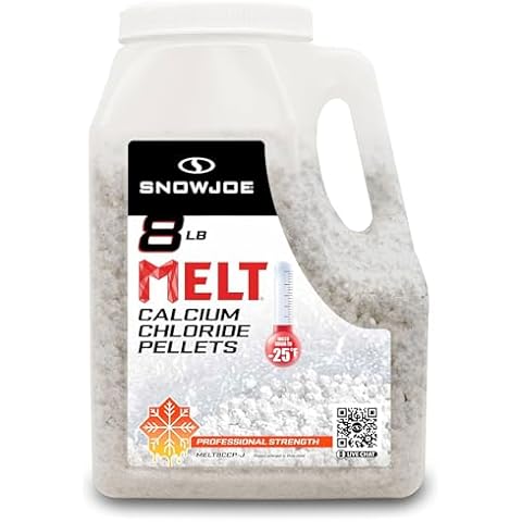 Snow Joe Melt Calcium Chloride Pellets Ice Melter Ice and Snow Melt, 8 Lb, White Cover