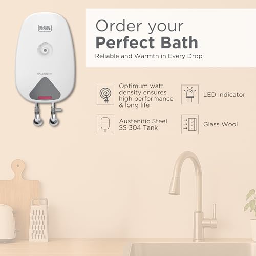 Image of Black+Decker Galerus Plus Geyser 5.9 Litre | Instant Water Heater for Home & Kitchen | 3KW | High Grade Stainless Steel Tank I Copper Sheathed Heating Element I 5 Year Tank Warranty | Water Geyser