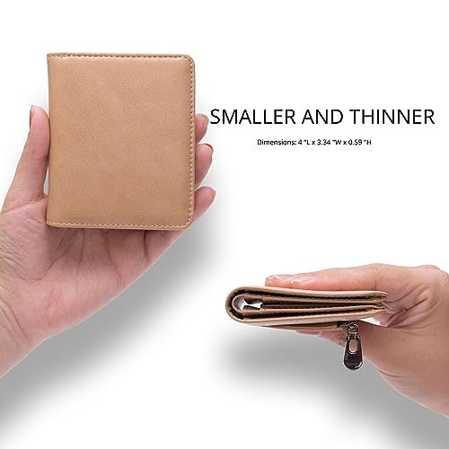 Image of Alldaily Small RFID Wallet for Women Slim Compact Bifold Pocket Ladies Travel Mini Purse (Apricot)