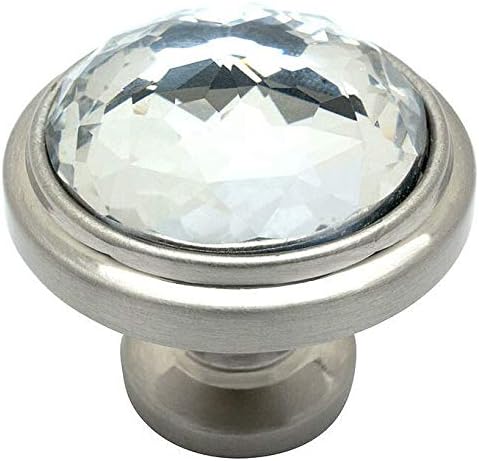Cosmas 5317SN-C Satin Nickel Cabinet Hardware Round Knob with Clear Glass - 1-1/4" Diameter - 20 Pack