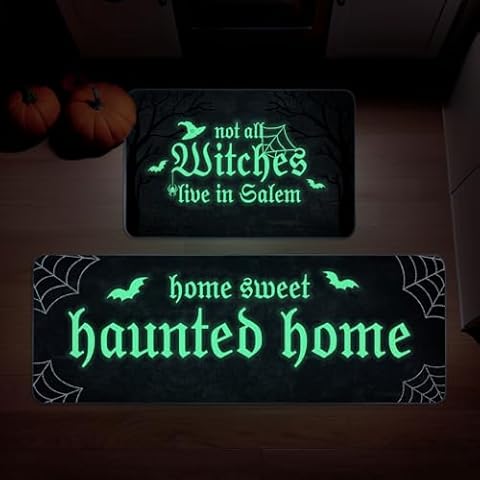 QIONG MENG Halloween Kitchen Mat Set Cover