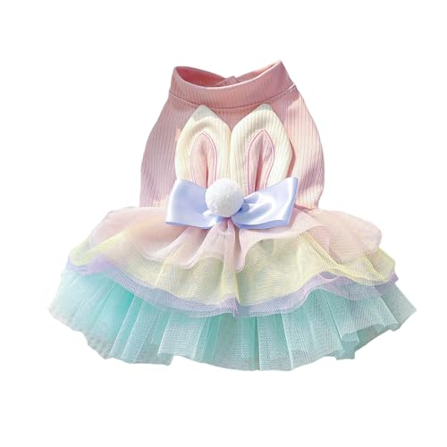 Bunny Ears Dog Tulle Skirt Pet with 3D Rabbit Ears Cute Bunny for Dogs Cats Party Holiday Outfit