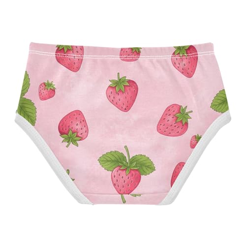 Cute Pink Strawberries Leaves Pink Toddler Girls Underwear 2t Cotton Girl Panties Cute Bright Briefs Underpants2