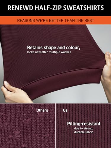 Image of DAMENSCH ReNEWd Soft Ribbed Texture, Strong Durable Fabric, Dyes Ottoman Half-Zip Sweatshirts