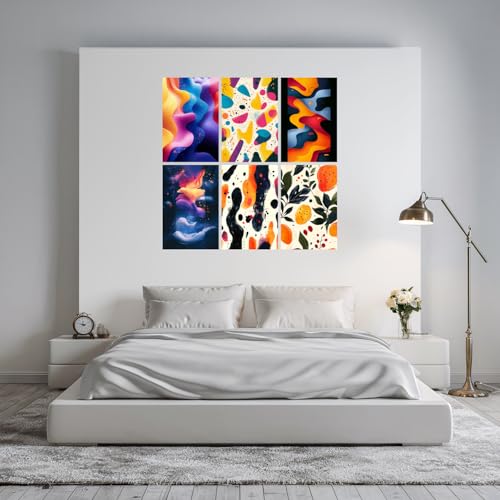 Image of SiddArtify Abstract Modern Wall Art Prints Set - Colorful Poster Decor for Living Room Office - 8x12 inch Board Pack of 6
