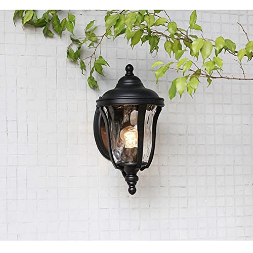 Luces de aplique de pared de cabeza única impermeables al aire libre de estilo europeo Aplique de pared simple de aluminio fundido a presión negro Linterna de pared de iluminación exterior a prueba de Cover