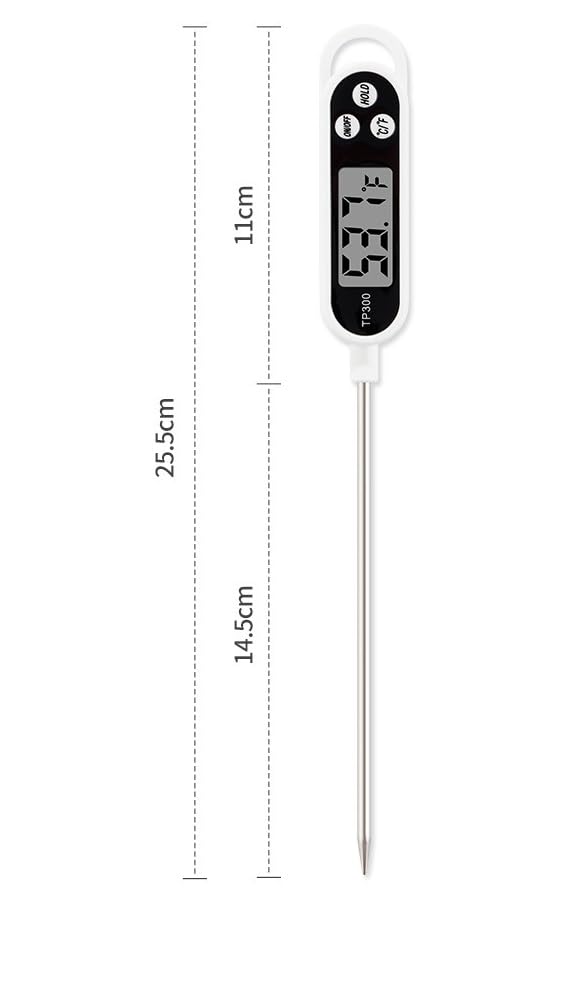 Miniatura 5 de Termómetro digital para alimentos, sonda de acero inoxidable 304, pantalla LCD con interruptor CF, impermeable, sensible, medición rápida y precisa,