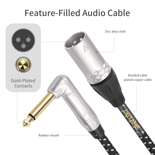 Câble XLR mâle vers jack 6,35 mm 90 degrés idéal home studio et scènes exigües - 7