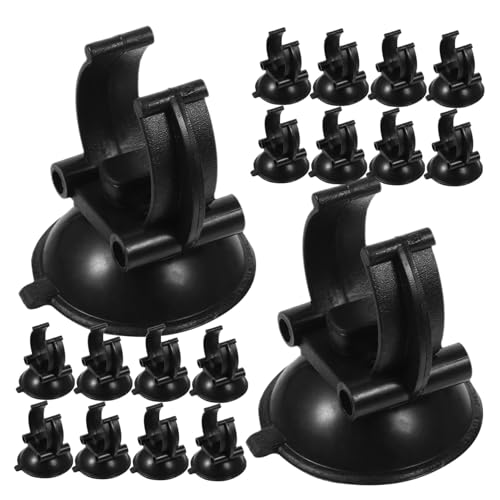 BESPORTBLE 25個水族館吸盤クリップ ブラック 水槽ホースチューブ固定 クイック設置可能な対応 水道管クランプ 魚タンク用多機能ホースホルダー