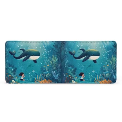 Image of Coldinair Cute Whale Wallets for Kids Boys Ages 4-18,Leather Wallet for Teen Boys Kids Purse,Cool Wallet Credit Id Card Cash Holder Rfid Blocking,Green