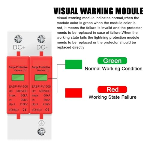 Pararrayos fotovoltaicos DC 800V 2P para proteger inversores de sobretensiones 3
