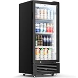 Kismile 6 Cu.Ft Commercial Refrigerator, Beverage Cooler with Wheels, Lock & Key, Adjustable Shelves, Double-Tempered Glass Door Drink Fridge for Bar, Restaurant or Home