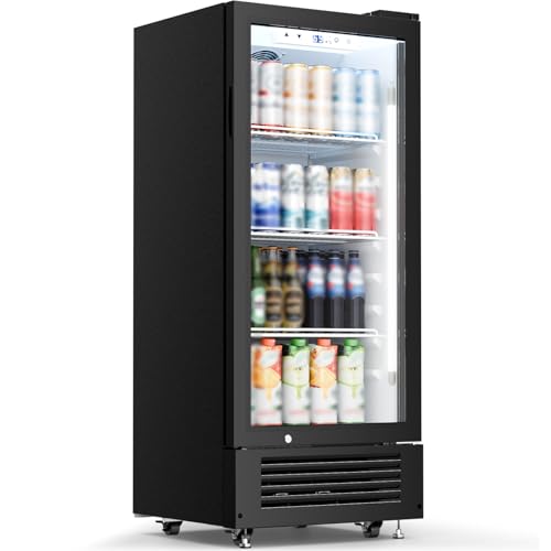Image of Kismile 6 Cu.Ft Commercial Refrigerator, Beverage Cooler with Wheels, Lock & Key, Adjustable Shelves, Double-Tempered Glass Door Drink Fridge for Bar, Restaurant or Home