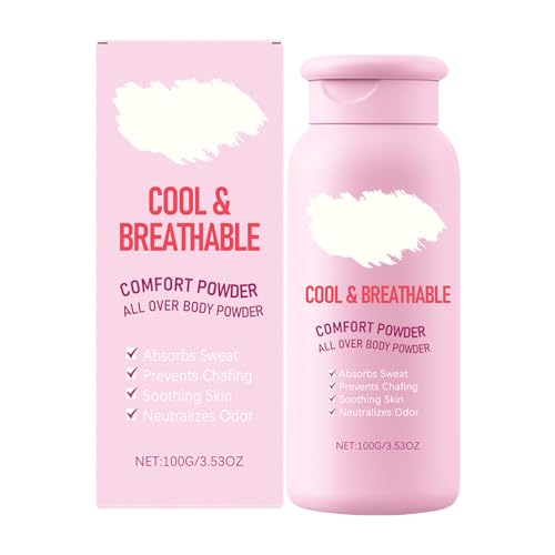 Comfort Powder: Desodorante en polvo antirozaduras sin talco para el cuerpo y los pies contra rozaduras en el interior de los muslos, en la zona íntima y en todo el cuerpo para mujeres (1)