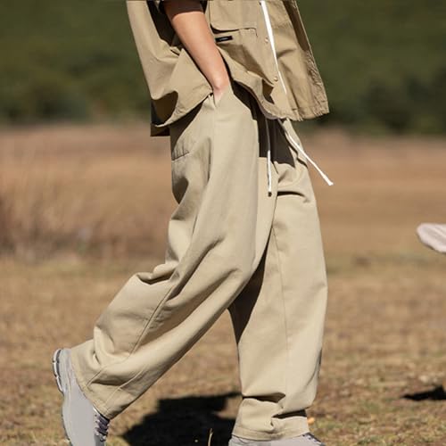 Cargo Pants for Men Casual Wide Leg Drawstring Trousers Teen Boys Vintage Baggy Pants Workwear Outdoor Hiking Pockets4