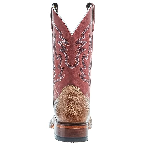 Justin Boot Company Men's McLane Tan Smooth Ostrich Vamp 11 Red Cowhide Top4