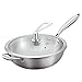 LIBINA 304 stal nierdzewna wok niepowlekana patelnia 34 cm wielofunkcyjna płaska dna niskodymowa nieprzywierająca patelnia do bezpośredniego kuchenek indukcyjnych z pokrywką