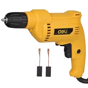 Deli DL-DZ10-E2 500W Corded Electric Drill with 0-3300RPM No-Load Speed 10mm Chuck Size 220-240v ~ 50hz/60hz Power Drilling Machine for DIY & Professional Use (Pack of 1, Yellow)