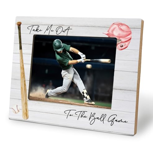 BNHJKFQZ Baseball Picture Photo Frame 5x7 Take Me Out to the Ball Game Baseball Lovers Player Fan Coach Gifts Picture Frames for Desk Tabletop Wall Display Decoration Sports Decor for Boys Bedroom