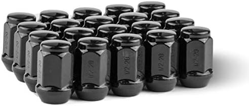 Race Secure 8954BK Black Chrome Plating, 1/2-20 Thread, Closed End Acorn Bulge After-Market Wheel Lug Nut Set, 3/4 Hex, 60 Degree Conical Seat (Pack of 20)
