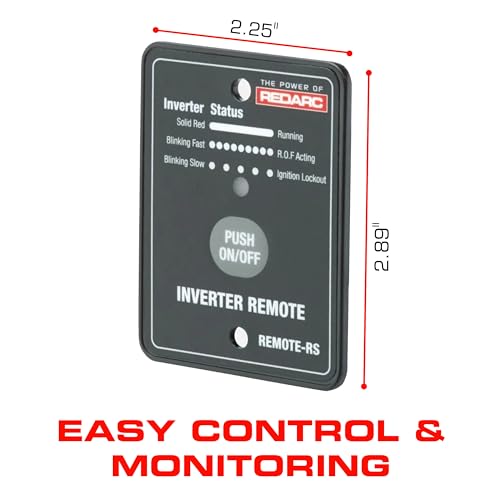 Image of REDARC Remote-RS Inverter Remote Switch, 12V Compatible, Flush-Mount Design for RS Series Pure Sine Wave Inverters, On /Off Control and Status Indicator, for RV, Truck, and Off-Grid Use