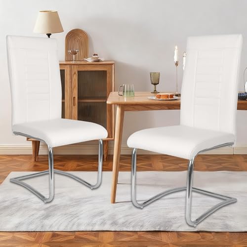 Mingone Esszimmerstühle 2er Set Küchenstuhl Modern Schwingstuhl Freischwinger Stühle Polsterstuhl mit Hoher Rückenlehne für Küchen...