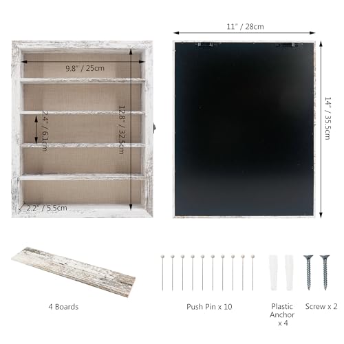 Image of Shadow Box Frame with Removable Shelves, White 11x14 Deep Memory Box Display Case for Keepsake Collectibles, Coins Military Medals Pins Wedding Flowers