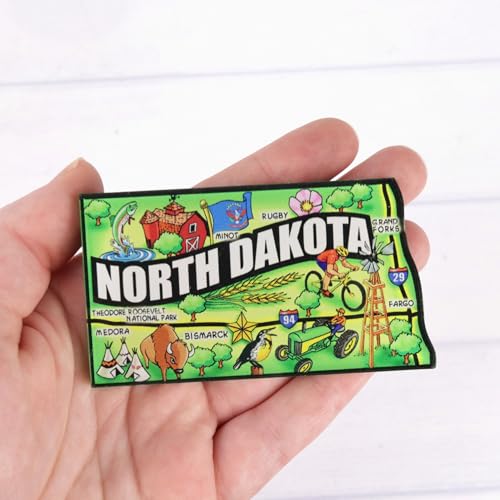 Imán acrílico con mapa de North Dakota miniatura 3