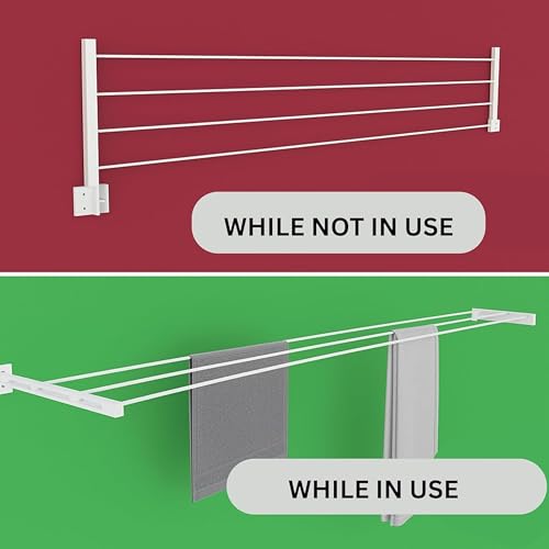 Image of JIALTO Wall-Mounted Foldable Clothes Drying Rack- Heavy Duty Space Saving Laundry Drying Stand for Balcony, Indoor & Outdoor Utility Room- Black Wall Dryer for Clothes & Towels