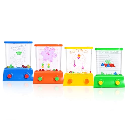 WARTTOY 4 Pieces Handheld Water Games -Beach Water Table Water Ring Small Toys- Mini Arcade Retro Pastime Game - Fun Games for Teenagers - Need to add Water (4 PCS Classic Edition)