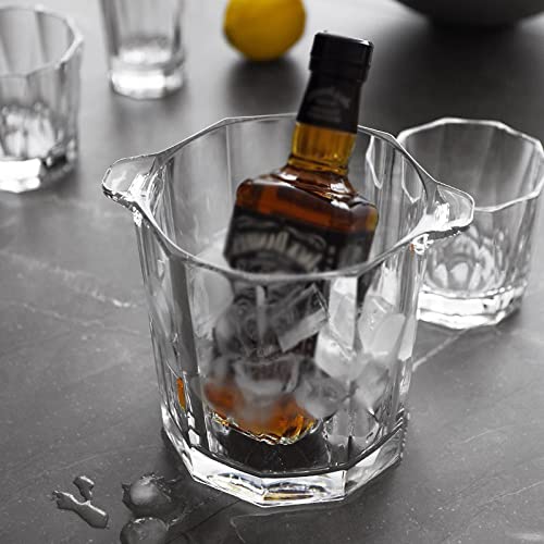 Cubo de hielo de cristal redondo con 1,6 l de capacidad, ideal para botellas de vino y champán 8