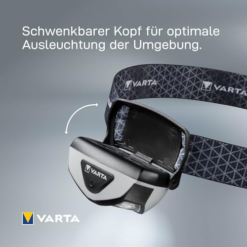 Foto von VARTA Stirnlampe LED, wiederaufladbare Kopflampe, Outdoor Sports H30R Wireless Pro, kabelloses Laden, wasserdicht, schwenkbarer Kopf, Dimmfunktion, ideal für Camping, Joggen, Wandern