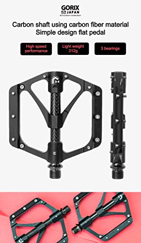 Gorix GX-FY709 Bike Flat Pedals Wide Cnc 3 Bbearings Carbon Fiber Center Tube Lightweight thumb #1