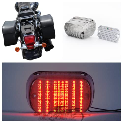 Compatible for Suzuki Motorcycle 2001-2010 VL800 Boulevard C50 / C800/ C50T/ C50C; LED Brake Tail light Rear Lamp Integrated Turn Signal Idicator (LED Brake Taillight+6 flash+Turn Signal, Smoke Color)