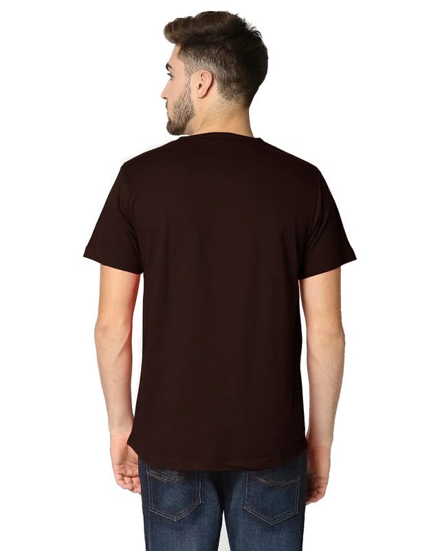 Image of LAZYCHUNKS Henley Neck Men's Cotton Half Plain Sleeves Slim Fit T-Shirt | Round Neck Men's Tshirt | Solid Colors | Summer Wear | - Multicolor