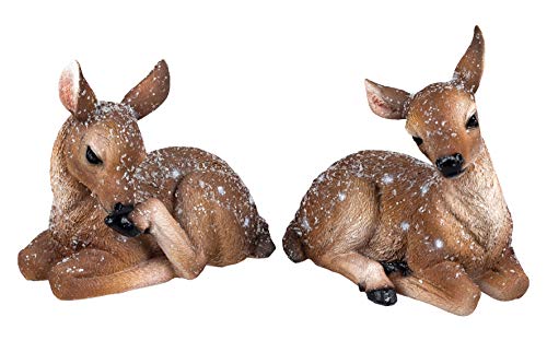 formano Dekofigur REH 2er Set 12 cm Rehkitz Rehe beschneit Zierfigur Figur Haus Garten
