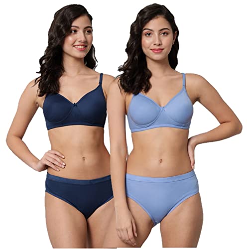 Image of Women Sexy Cotton 2 Piece Bra and Panties Lingerie Set for Honeymoon | Anniversary | Everyday Bra Panty Combo