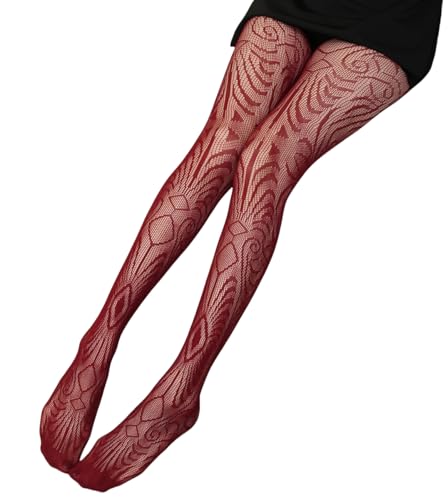 Image of Mrotrida Women's Fire Patterned Fishnet Tights Sexy Elastic Blaze Pantyhose Leggings Fire Mesh Stockings