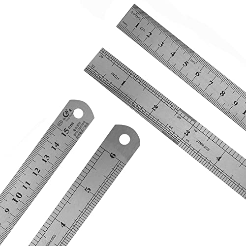 6 Inch Metal Ruler Set Stainless Steel Straight Edge Rules with Inch/Metric Scale, 10 Pack by Miular - Image 3