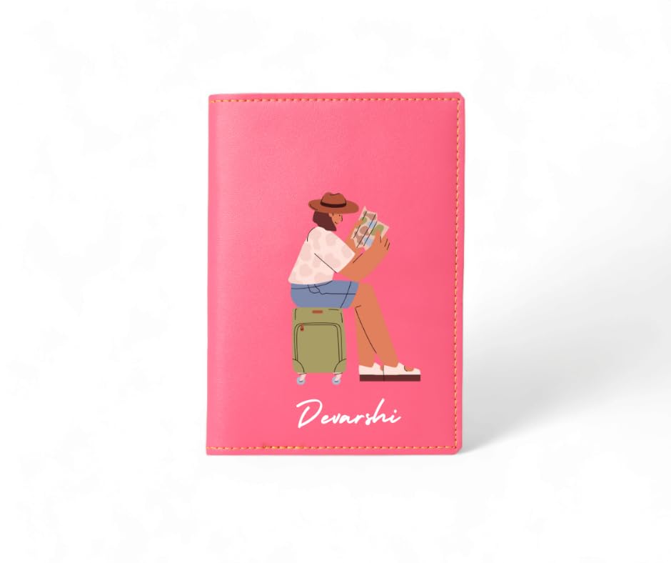 Image of Unisex Passport Cover for Men & Women | Printed, Classy & Stylish | Vegan Leather Passport Cover for Travel (Pink)