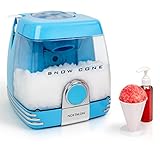 Nostalgia Snow Cone Shaved Ice Machine - Retro Table-Top Slushie Machine Makes 30 Icy Treats - Includes 2 Pump Syrup Bottles, 2 Reusable Plastic Cups & Ice Scoop - Blue