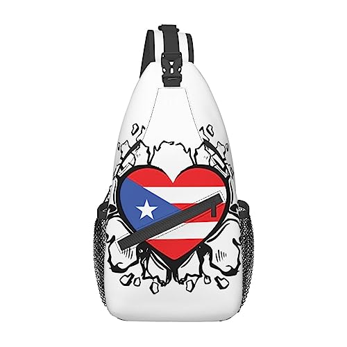 Puerto Rico Flag Sling Bag,Multipurpose Crossbody Backpack Shoulder Chest Bag for Women Men Travel Hiking Daypack