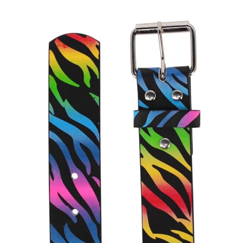 CTM Women's Rainbow Zebra Belt with Roller Buckle2