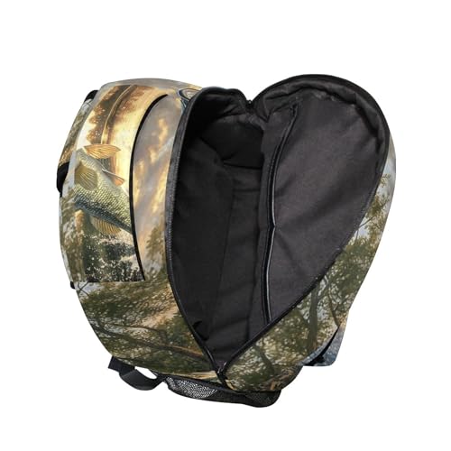 Bass Fish Sea Backpack Laptop Tablet Travel Elementary School Bags with Name Tag for Boys and Girls4