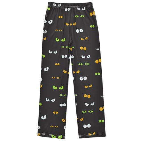 Boy's Pj Pants Evil Cat Eyes Dark Lounge Bottoms Elastic Kids Sweatpants Joggers with Pockets Size 6-14