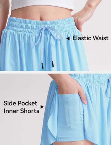 Image of KEREDA Girls Flowy Shorts,Youth /Toddler Butterfly Shorts with Spandex Liner 2-in-1 for Running,Sports,Athletic,Fitness,Tennis